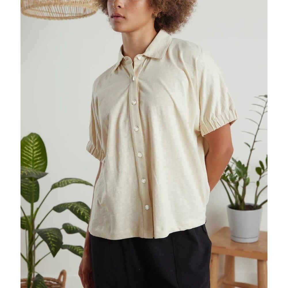 Known Supply Alora Tan Top Buttons Organic Cotton M